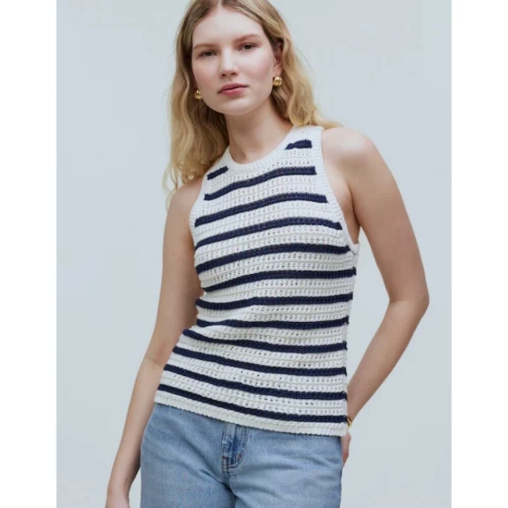 Madewell‎ Womens Crochet Knit Crewneck Sweater Tank Medium